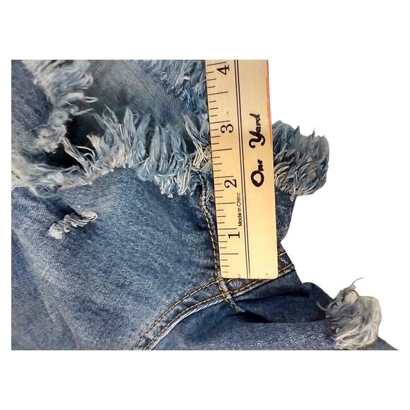 PUDR JEANS Distressed Lace Denim Bootie Shorts Blue Black Juniors Size S - Picture 8 of 13
